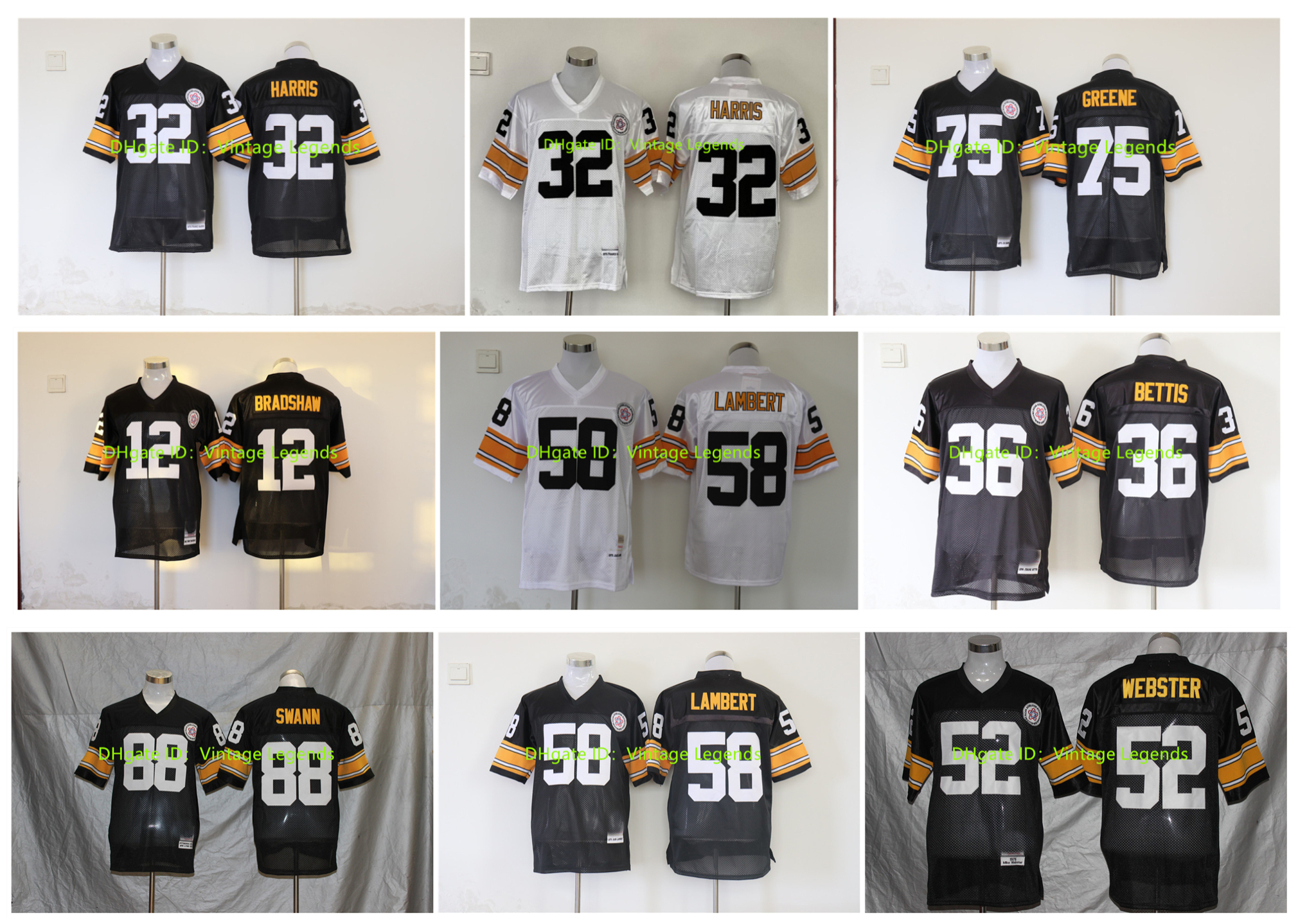 

Throwback Pittsburgh Football Jersey Steeler Franco Harris Jerome Bettis Jack Lambert Joe Greene Mel Blount Webster Terry Bradshaw Rod Woodson Hines Lynn Swann, White