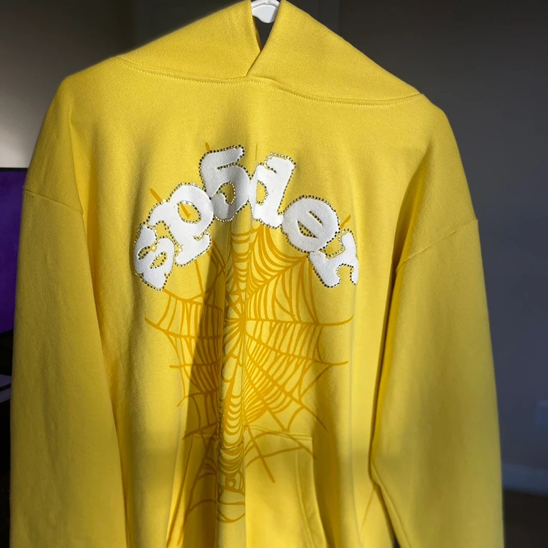 

Yellow Hoodie Men Women 3D Foam Printing Hooded Pullover 23ss