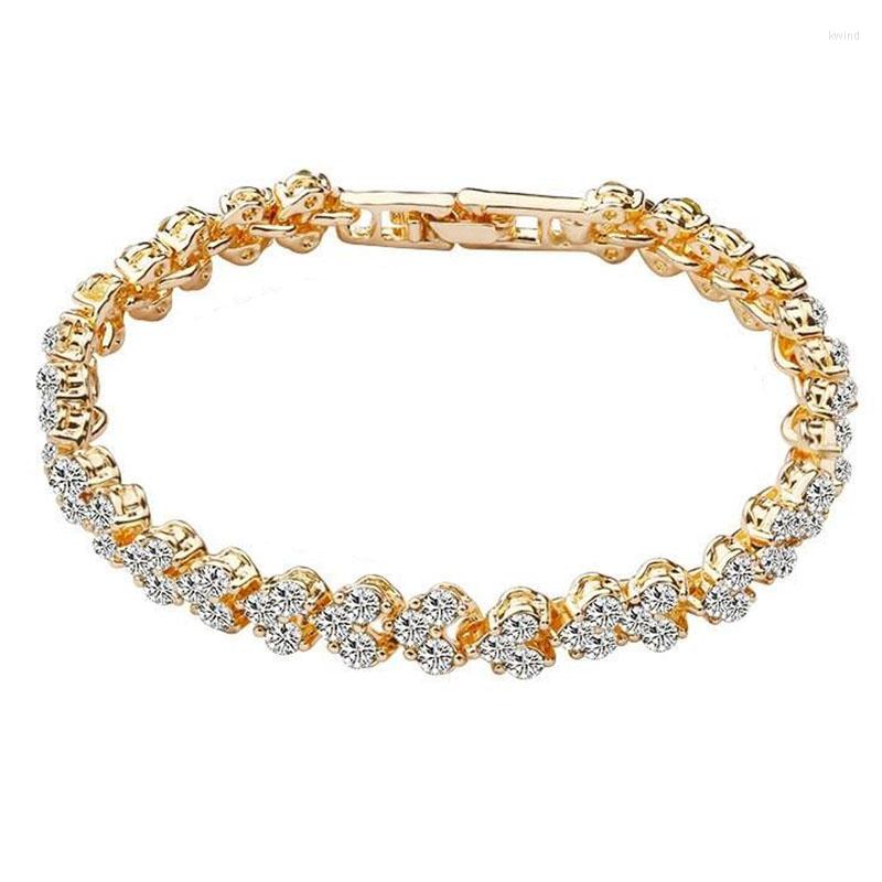 

Link Bracelets Crystal Rhinestone Diamond Bracelet Jewelry Gift Roman Romantic Handmade Elastic Couple Lover