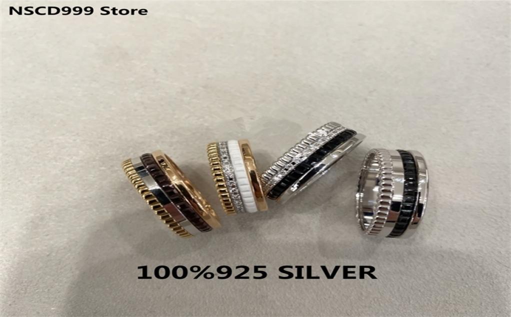 Quatre White 925 Sterling Silver gear turn ring lovers Right Men and women
