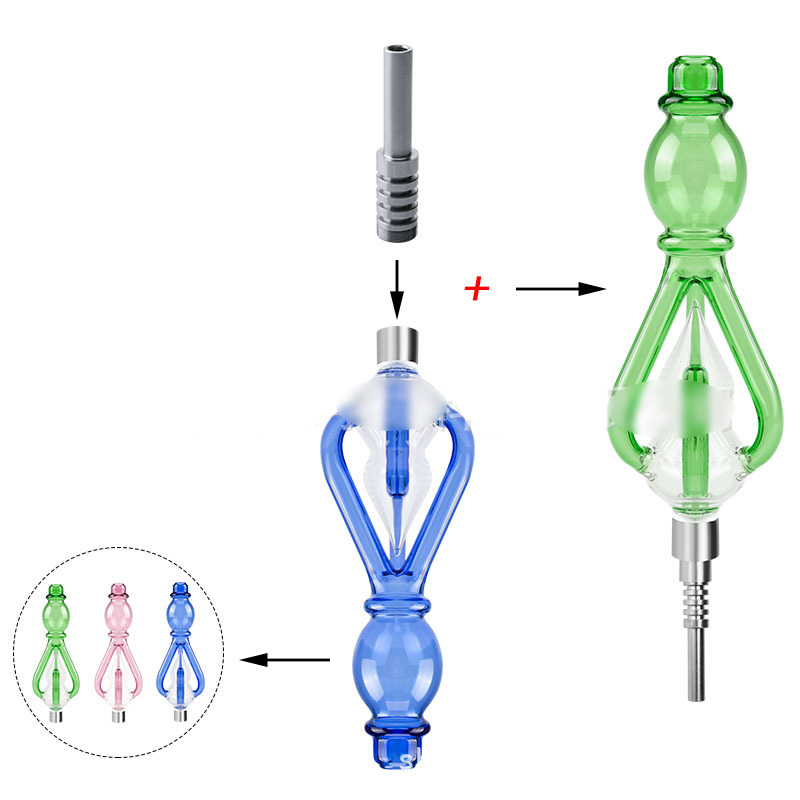 

5.5" Smoking Recycler Nector Collector Quartz Titanium Tips Ceramic Tip Straw High Borosilicate Mini NC Wax Dabber