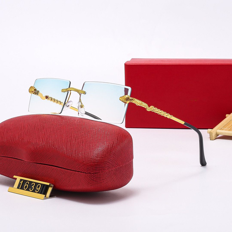 

2022 Designer Snake Sunglasses for Men Women Unisex Vintage C Shades Driving Square Sun Glasses Fashion Metal Green Lens Eyewear Buffalo Horn Rimless Eyeglasses