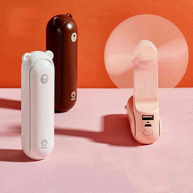 Electric Fans Mini Electric Fan Portable Cute Cartoon Foldable Hand Fans With Flashlight Strong Wind Fan Colder Air-conditioning Handle Fan T2209-image-802576596