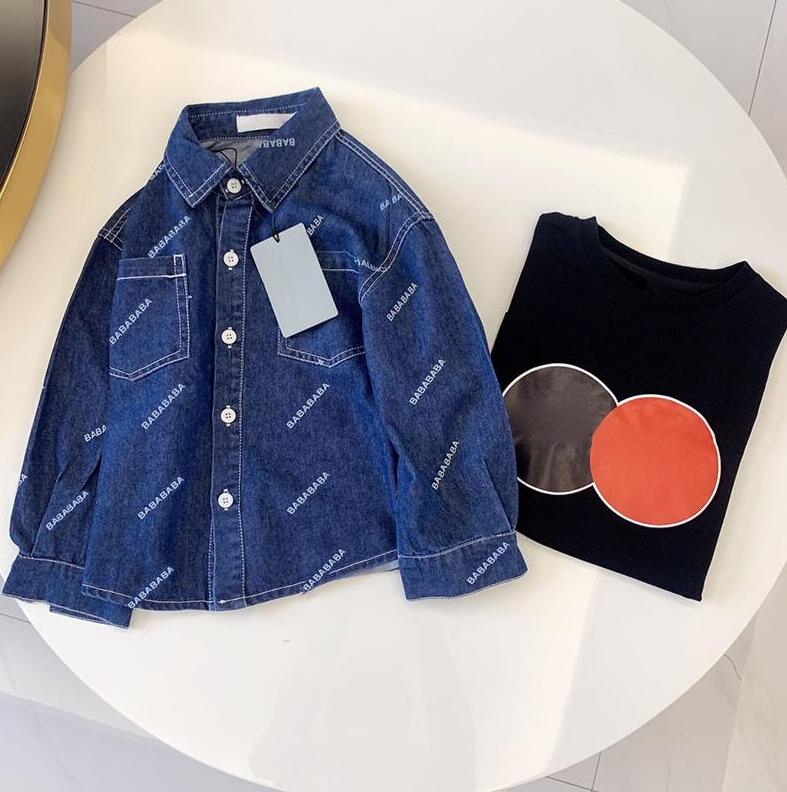 

Boys Designer Shirts Fashion Letters Print Tshirts for Boy Gilrs Casual Jackets Long Sleeved Tee Shirt High Quality Unisex Kids Clothing, Blue