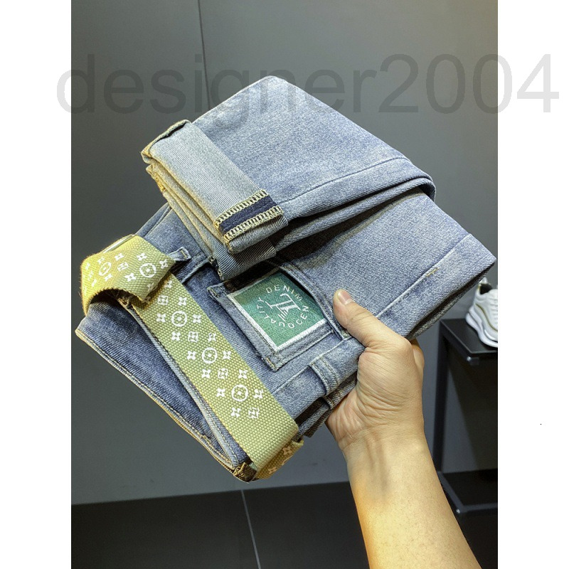 Men's Jeans designer Spring and summer 2022 slightly loose legged jeans men's new fashion brand embroidery versatile casual Harlan pant-image-800753938