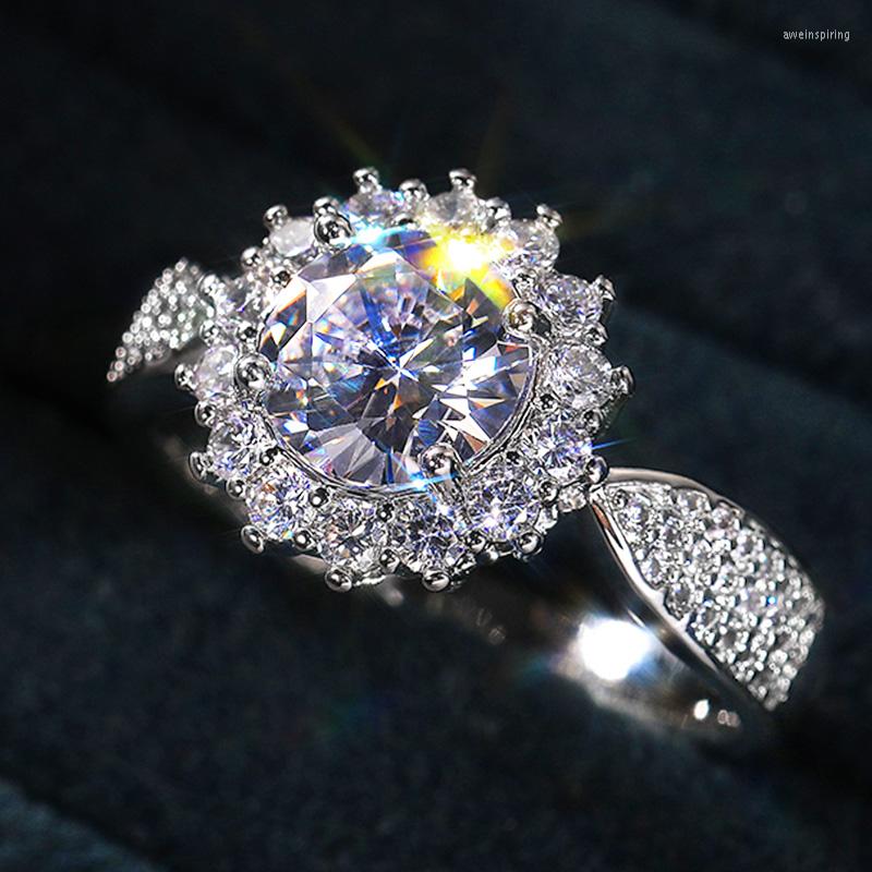 

Wedding Rings Luxury Round Zirconia Crystal For Women Dazzling Bridal Engagement Anniversary Gift Statement Jewelry