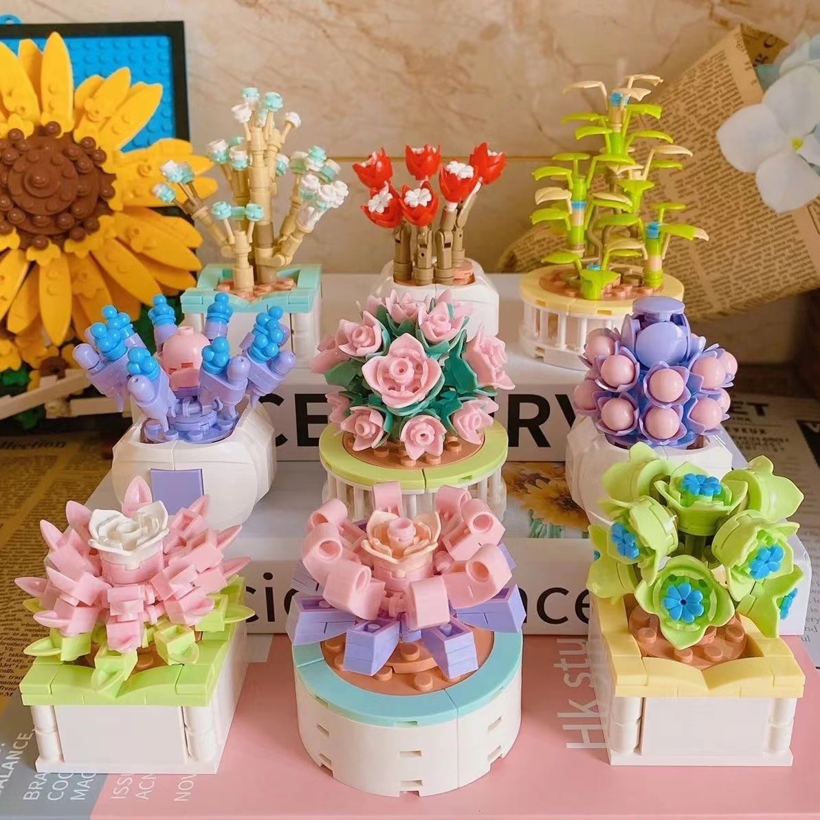 

Succulent Bonsai Building Blocks Toys Plant Flower Bricks Kit Gift Toy Creative Boys And Girls Assemble Ornaments