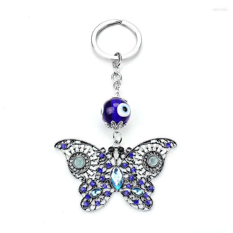 

Keychains Lucky Eye Evil Butterfly Animal Crystal Keychain Women Men Car Keyring