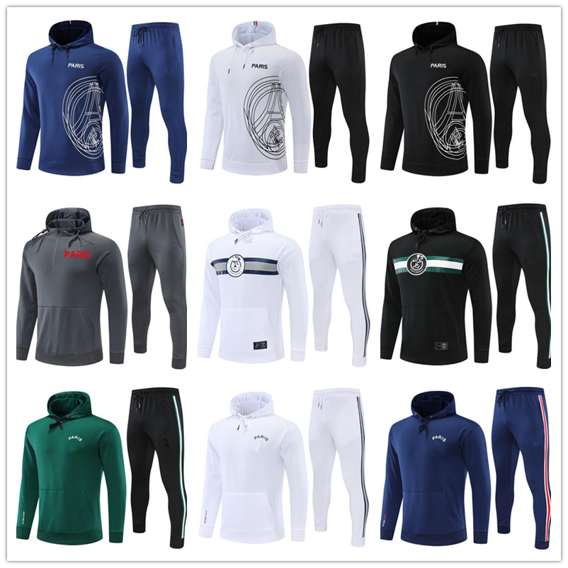 

New 2022 adult Men kit Long sleeves soccer Hooded sweateruniforms tracksuits Psgs Mbappe sergio ramos 21 22 23 traIn football coat training shirt suit