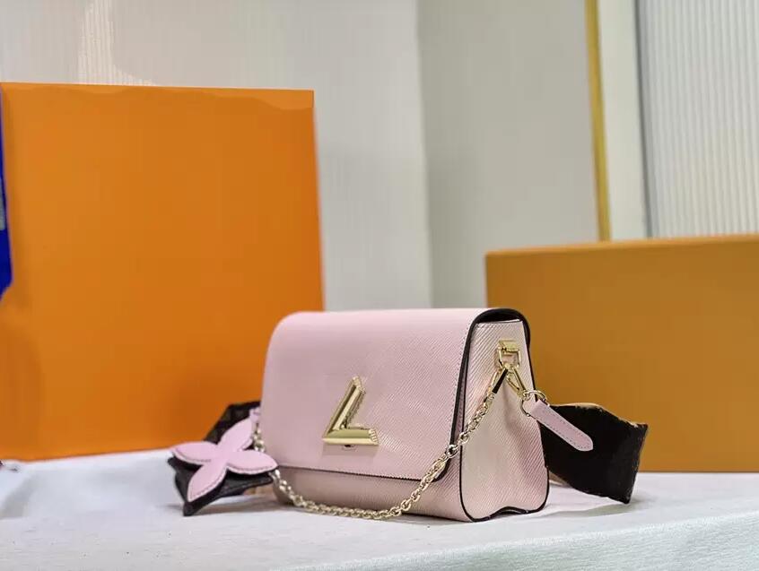 

Top Quality luxury designer Bag Twist Denim Genuine Leather Women Shoulder Bag Lock Flap Handbag MM Women's Crossbody wallet Lady Pochette M50273, Extra freight