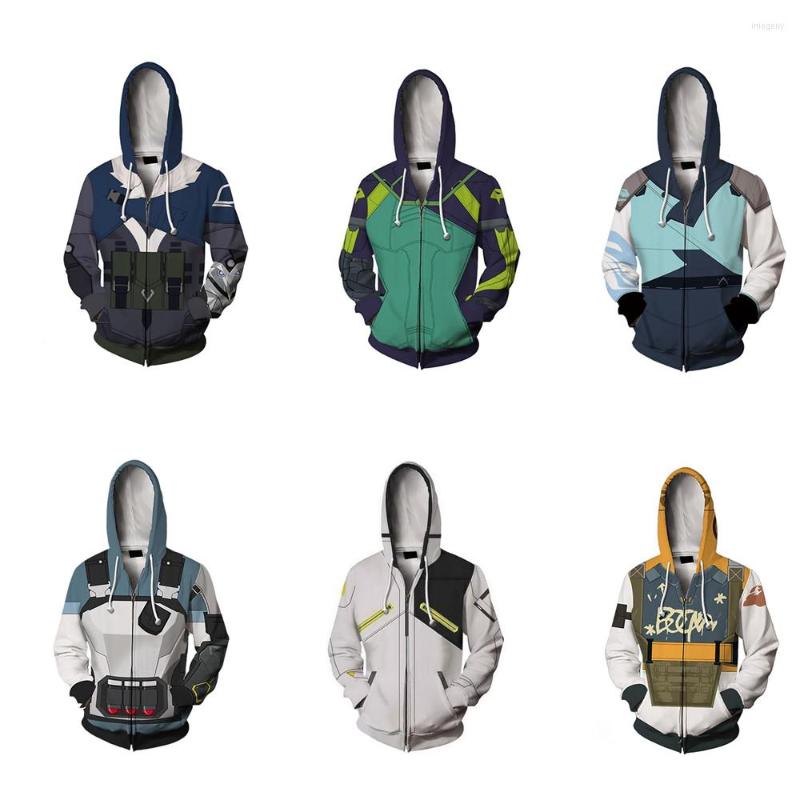 Sweats à capuche pour hommes Valorant Viper Cosplay Sweat à capuche imprimé 3D Adulte Zipper Zip Up Veste Sweat Pull Manteau Raze