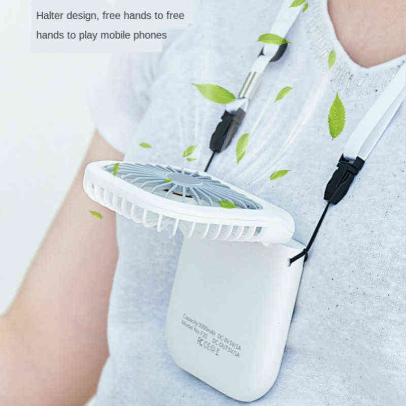 Electric Fans Hanging Neck Fans Mini Portable Folding USB Small Fan Mute Power Bank Portable Handheld Desktop Multi Function Charge Fan Hot T2209-image-802573158