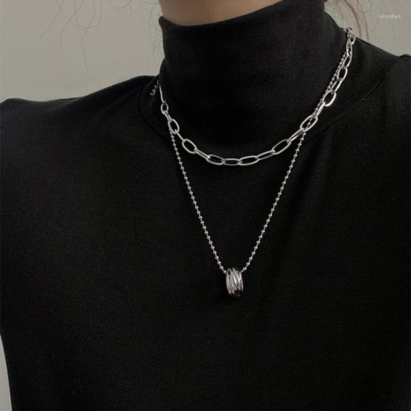 

Choker Vintage Multi-layer Chain Necklace For Women Silver Color Fashion Portrait Chunky Necklaces Jewelry