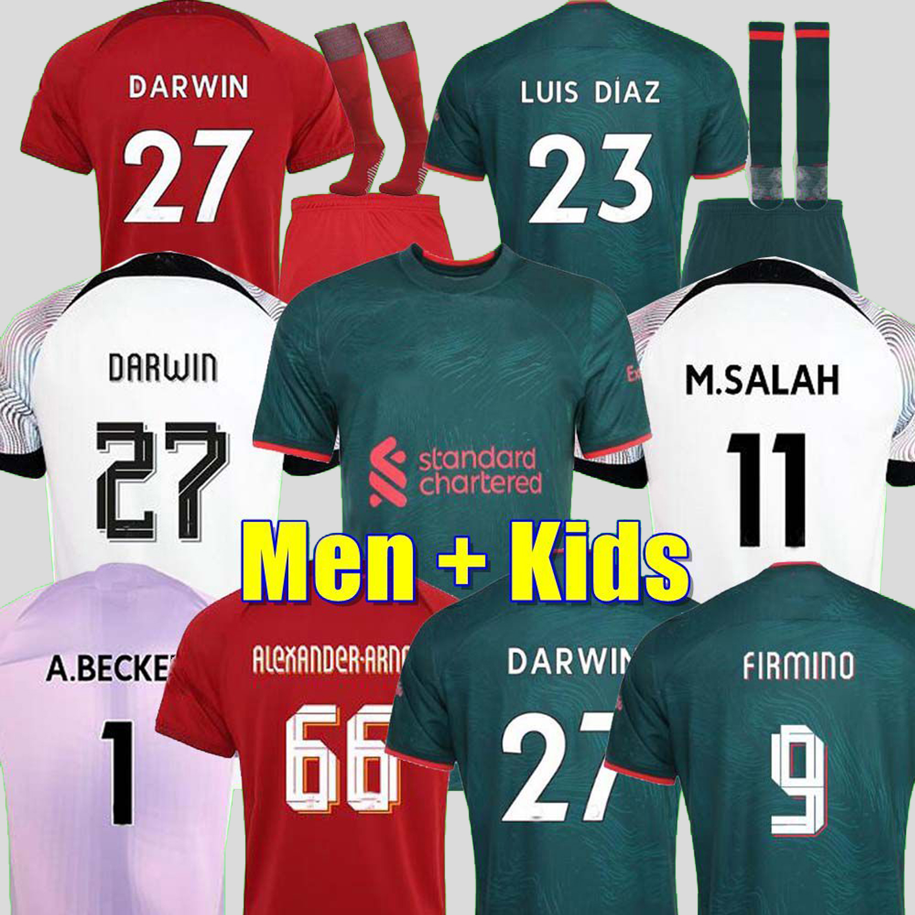 

22 23 soccer jerseys season home away 3rd DARWIN 2022 2023 Mohamed Diogo Luis DIaz Alexander Arnold football kit tops shirts men kids uniform CARVALHO, 22 23 home aldult ucl