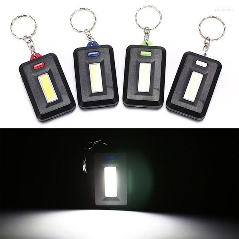 

Keychains Random Portable Mini COB LED Keychain Key Chain Keyring Torch Light Lamp With Carabiner For Camping Hiking Fishing