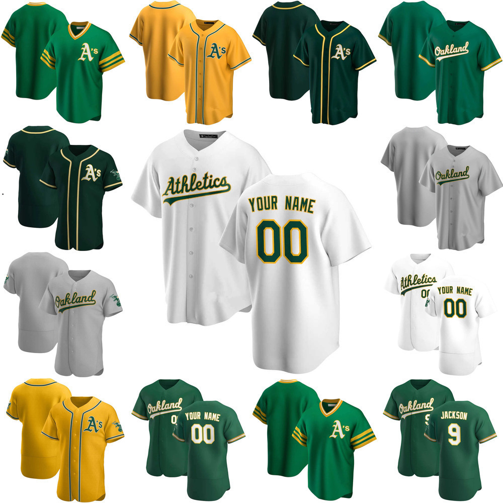 

Custom Jersey Mens women Youth Oakland''Athletics''9 Reggie Jackson 33 Jose Canseco 23 Jurickson Profar 24 Rickey Henderson Baseball Jerseys, Color