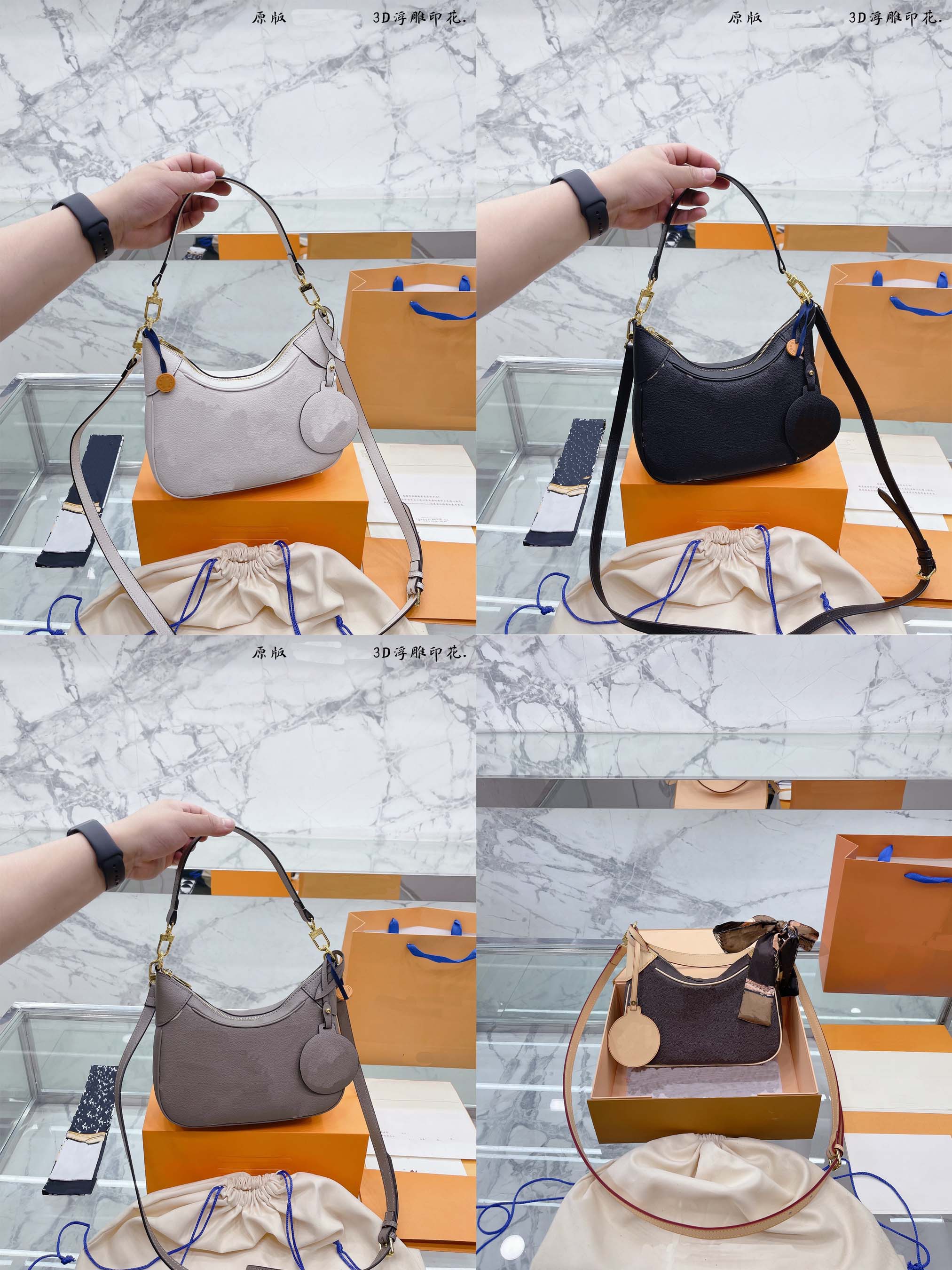 

BAGATELLE Shoulder Bags Handbags Underarm Stray Hobo Bag Embossed Crossbody Bag Luxury Designer Women Lady Purses M46112, Make up the difference