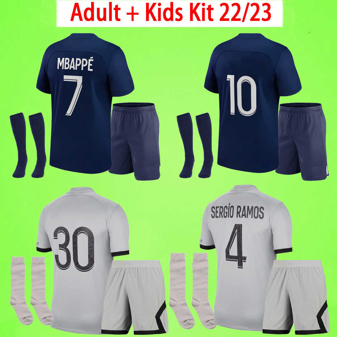 

Adults Kids kit with shorts and socks Paris Soccer Jerseys 22 23 psgs boys sets MBAPPE SERGIO RAMOS children suit football Shirts 2022 2023, 2021/2022 kit with socks