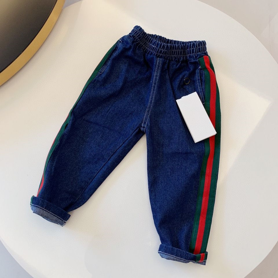 2022 Baby Designer Pants Jeans baby Clothe With Letters Webbing Casual Pockets Fashion Pant Spring Autumn And Winter 90-150CM