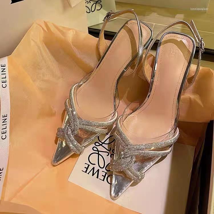 

Sandals Ankle Rivet High Heeled Shoes 2022 Summer Women's Pumps Pointed Versatile Sexy Prom 8cm Sandalias, Black