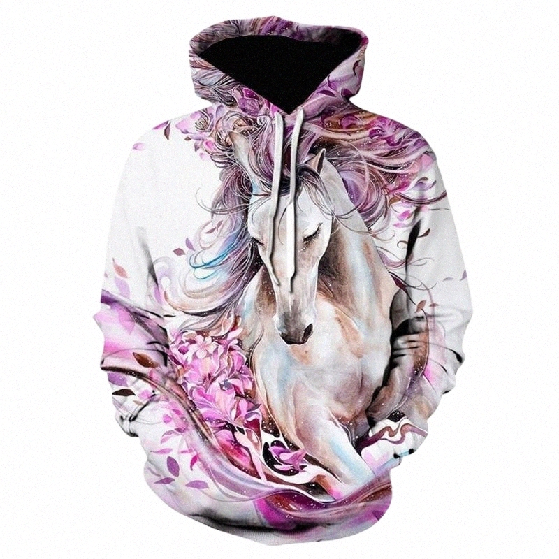 Men's Hoodies & Sweatshirts printing Sweatshirts Painted Horse Men's And Women's Hoodies Brand Design Harajuku Leisure Fitness Spr-image-800490138