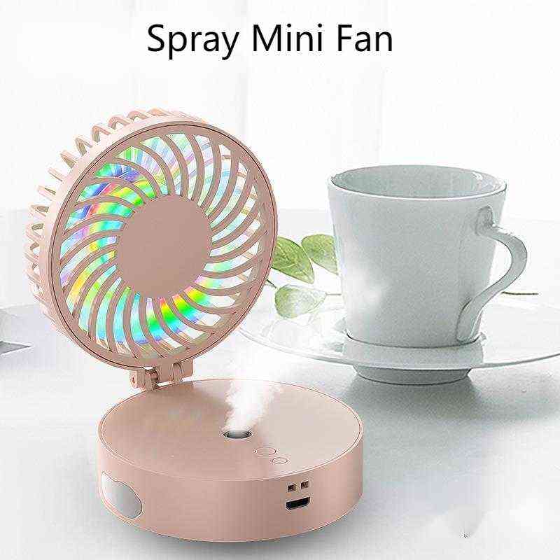Electric Fans Mini Foldable Water Cooling Fan Humidify Air conditioner Cooler Fan With Night light Timer Desktop Fan Automatic Table T220907-image-802577240