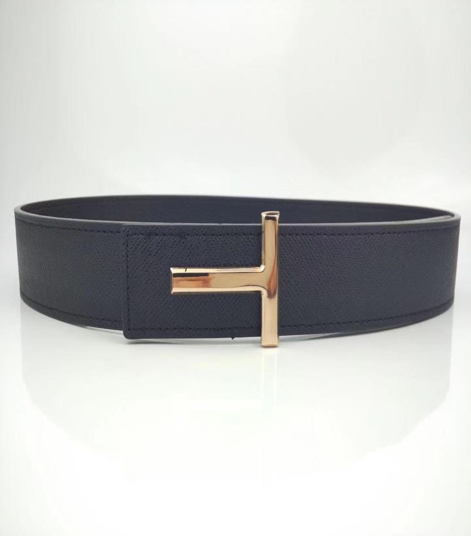 

2021 designer men039s and women039s belts T letter buckle high quality leat, Black