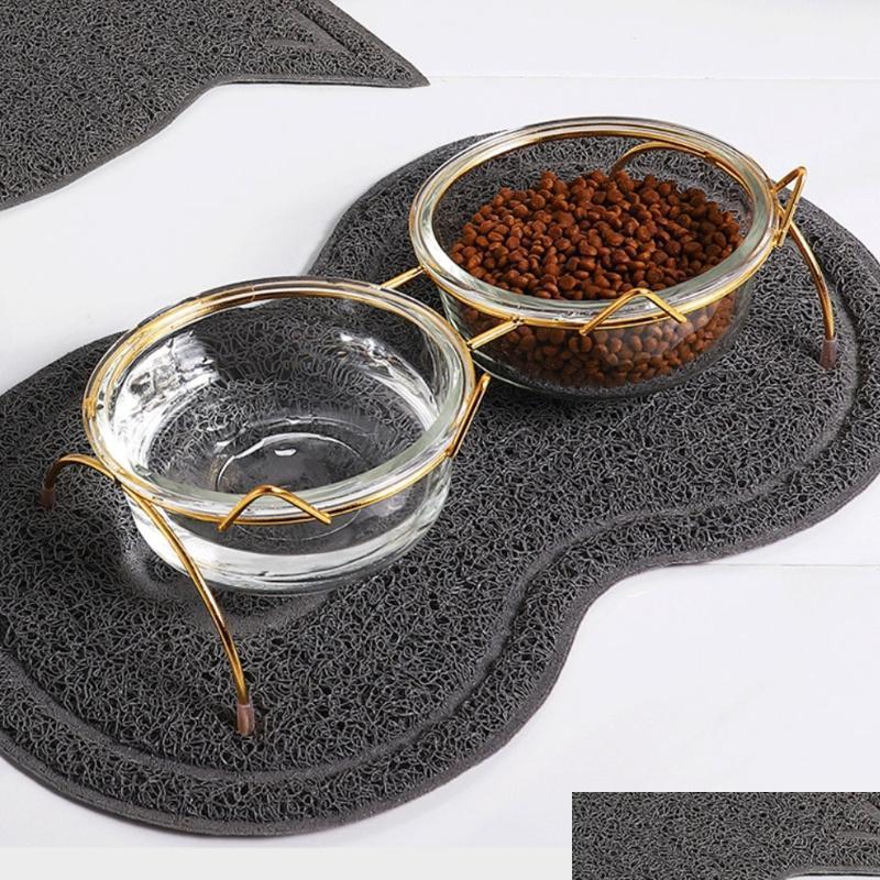 

Cat Bowls Feeders Pet Dog Cat Glass Tilted Elevated Bowl Raised Feeding Dish Water Slow Feeder With Metal Stand Bowls Feeders Drop Dhxiv