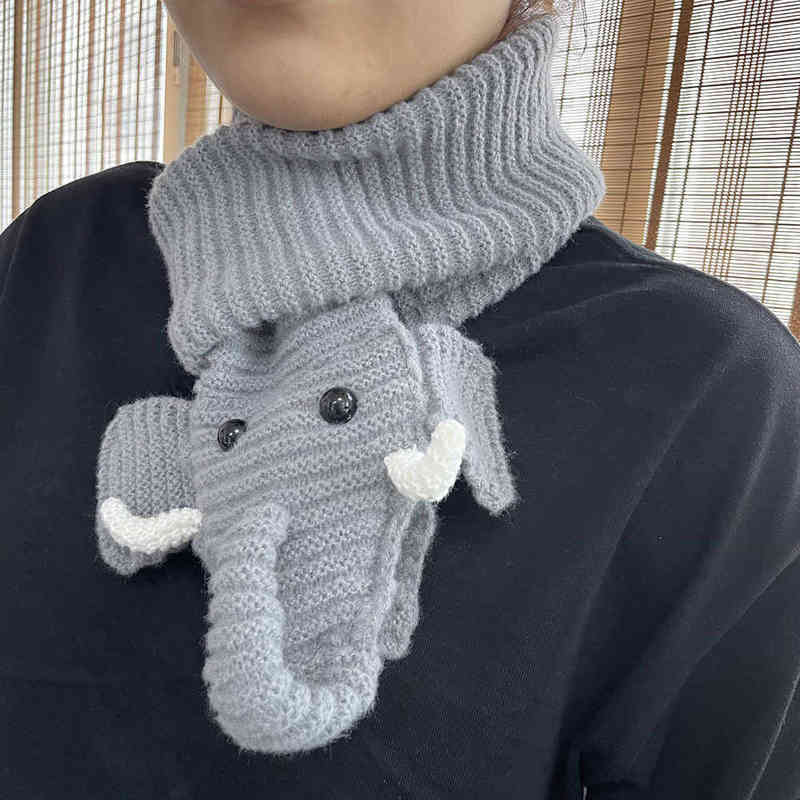 

2022 New Warm Knitted Scarf Women Men 3D Cartoon Elephant Scarves Winter Kids Neckerchief Cute Animal Design Bufandas Foulard T220914