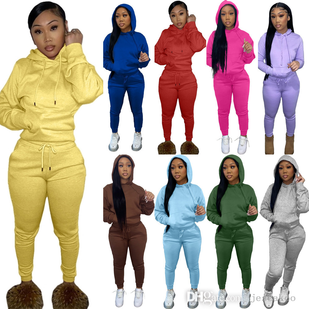

Fall Winter Women Hoodies Pullover Tracksuits 2 Piece Pants Outfits Long Sleeve Plush Sweater Sweatpants Sweatsuit, Rose pink