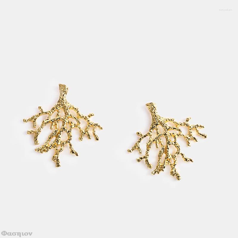 

Stud Earrings Charming Coral Tree Shape Unusual Modelling Irregular Surface Hollow Exotic Accessories Earring Cold Color