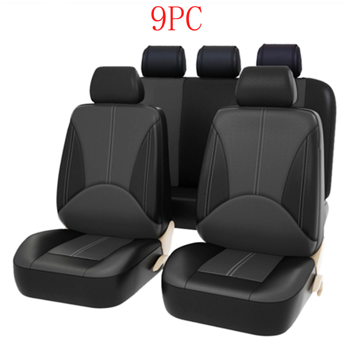 

2PC 4PC 9PC PU Leather Car Seat Cover Protector Brand Cushion For Front Rear Backseat Seat Support Auto Covers Mat Pad Anti-slip