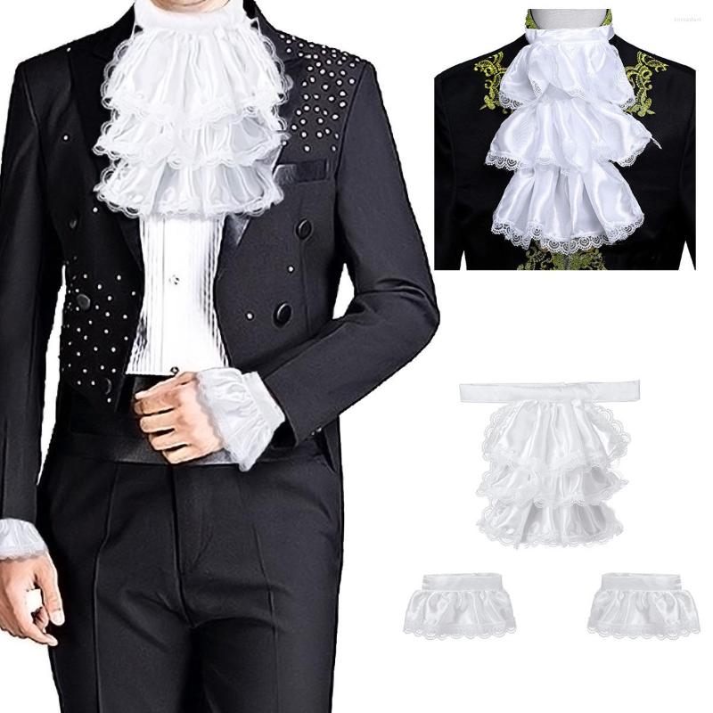 

Bow Ties Adults Mens Victorian Lace Jabot And Cuffs For Kids Detachable Collar Stage Party Colonial Pirate Steampunk Costume Accessory