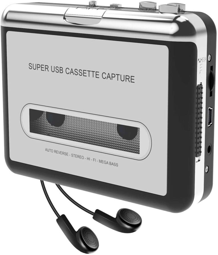 

Cassette Player Portable Tape Player Captures MP3 Audio Music via USB or Ba