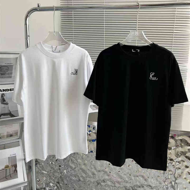 

T-shirt High Version Loe Chinese Knot Small Label Embroidery Short Sleeve T-shirt Male and Female Couple White Top Half