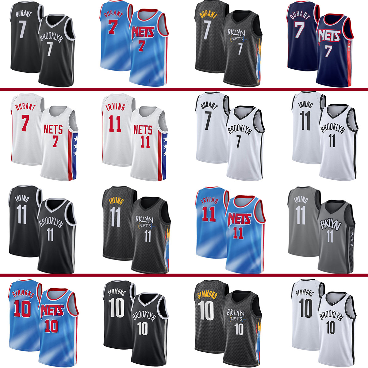 

Kevin Durant 7 Basketball Jerseys Kyrie Irving 11 Ben Simmons 10 Brooklyns Bed-Stuy Net 2022 2023 Jersey Men3, Men(lan wang)
