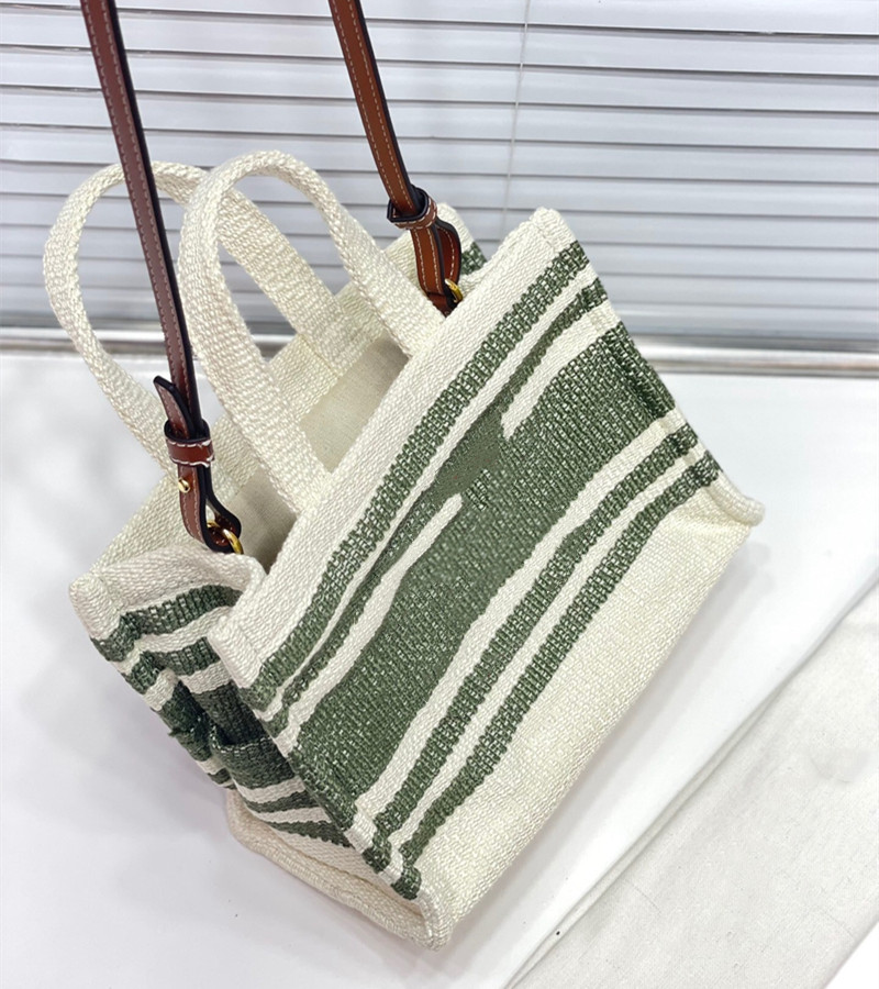 

Canvas thais Women handbag Luxury Designer Cabas Bag Satchel shoulder Shopping Tote Outdoor Bags New Holiday handbags striped totes Autumn BAIE DES ANGES Small, Green