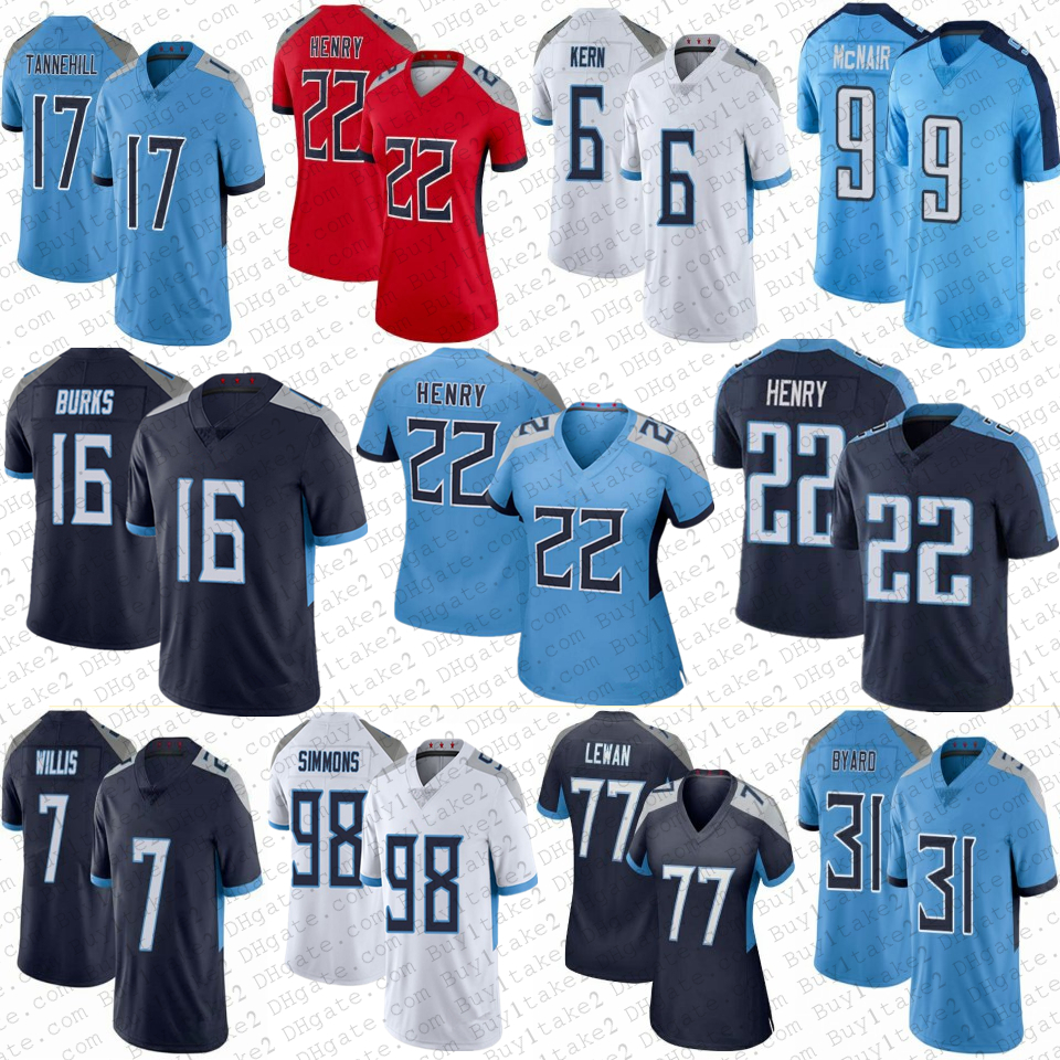 

Malik Willis 22 Derrick Henry Custom Football Jerseys 16 Treylon Burks Robert Woods Ryan Tannehill Jeffery Simmons Steve McNair Titans Brett Kern Kevin Byard Lewan, Mens