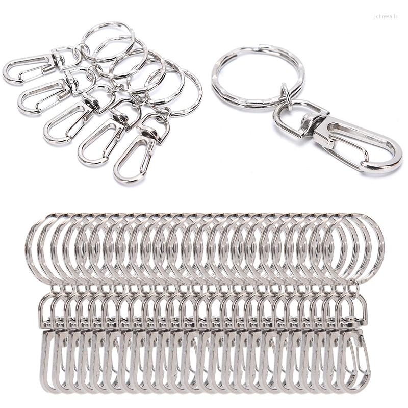 

Keychains 10pcs/lot Classic Key Chain Ring Metal Swivel Lobster Clasp Clips Hooks Keychain Split DIY Bag Jewelry