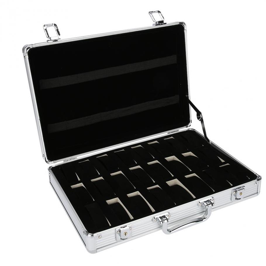 

24 Grid Aluminum Suitcase Case Display Storage Box Watch Storage Box Case Watch Bracket Clock Clock264q