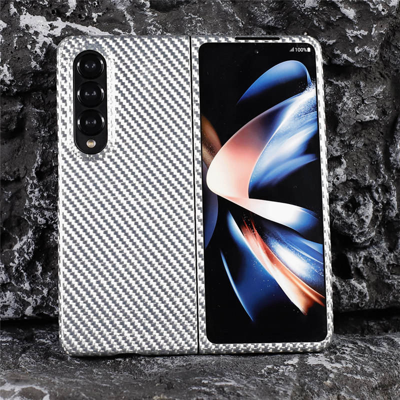 

Genuine Carbon Fiber Aramid Slim Cases for Samsung Galaxy Z Fold 4 Glossy Armor Cover, Black