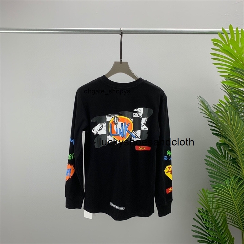

chrome//heart hoodies hoodie men' 2022 spring summer new ch Crowe long sleeve tshirt mens top cross Sanskrit printing fashion brand, Black