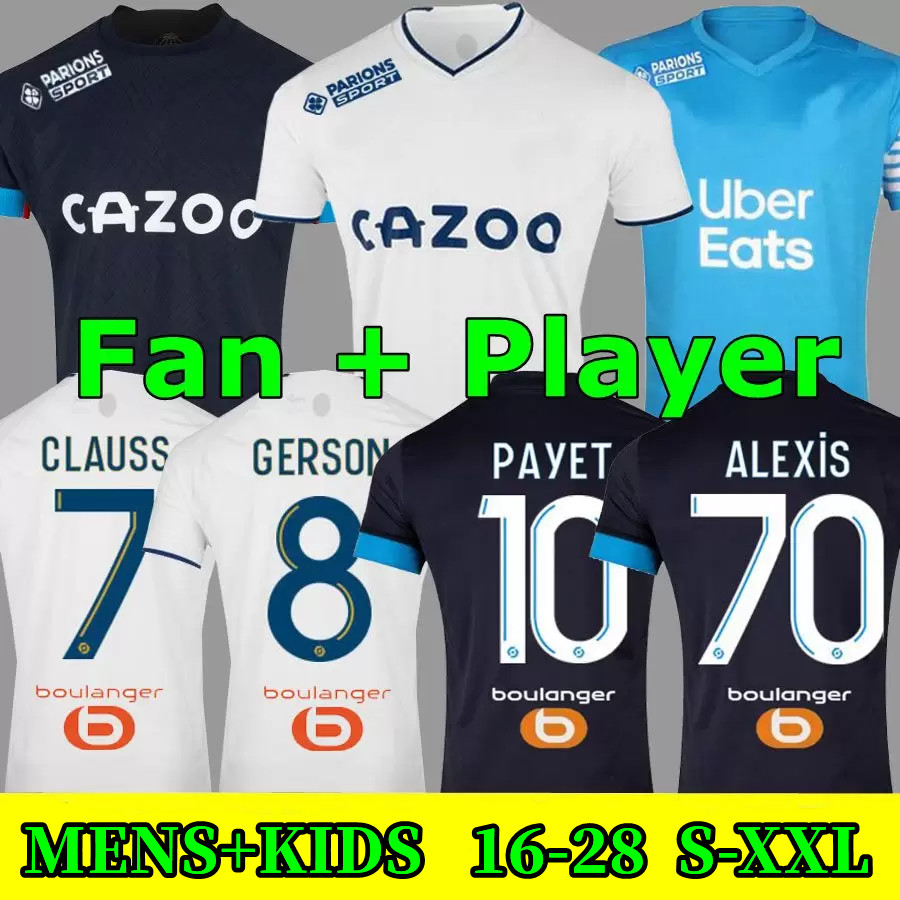 

21 22 23 soccer jerseys fans tees MarseilleS MILIK maillot foot CUISANCE GUENDOUZI ALEXIS GERSON PAYET CLAUSS football shirts men kids kit VERETOUT, Postage
