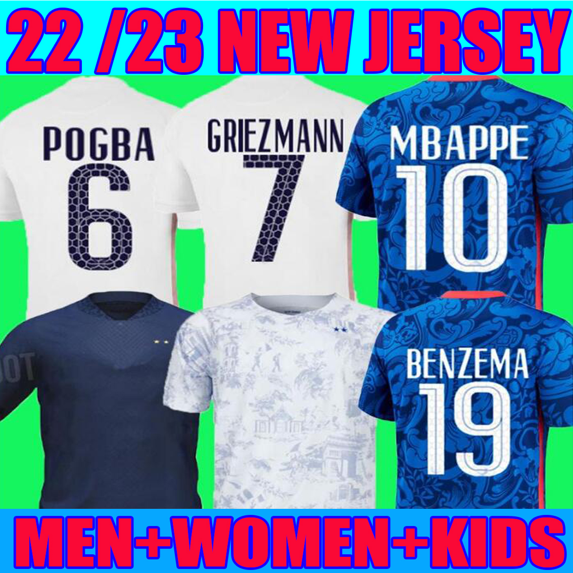 

BENZEMA French soccer jersey 2022 2023 MBAPPE GRIEZMANN POGBA 21 22 23 Francia Men Kids KIMPEMBE FEKIR maillot 100th shirt hommes Kante Maillots de football, 2020 adults away