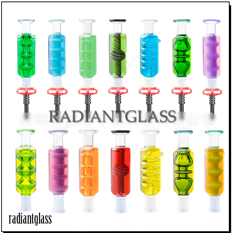 

Glass pipe cooling oil Nector Collector set Smoking pipes mouth Tip Dab straw 14mm mini bong gift box for wholesales collectors