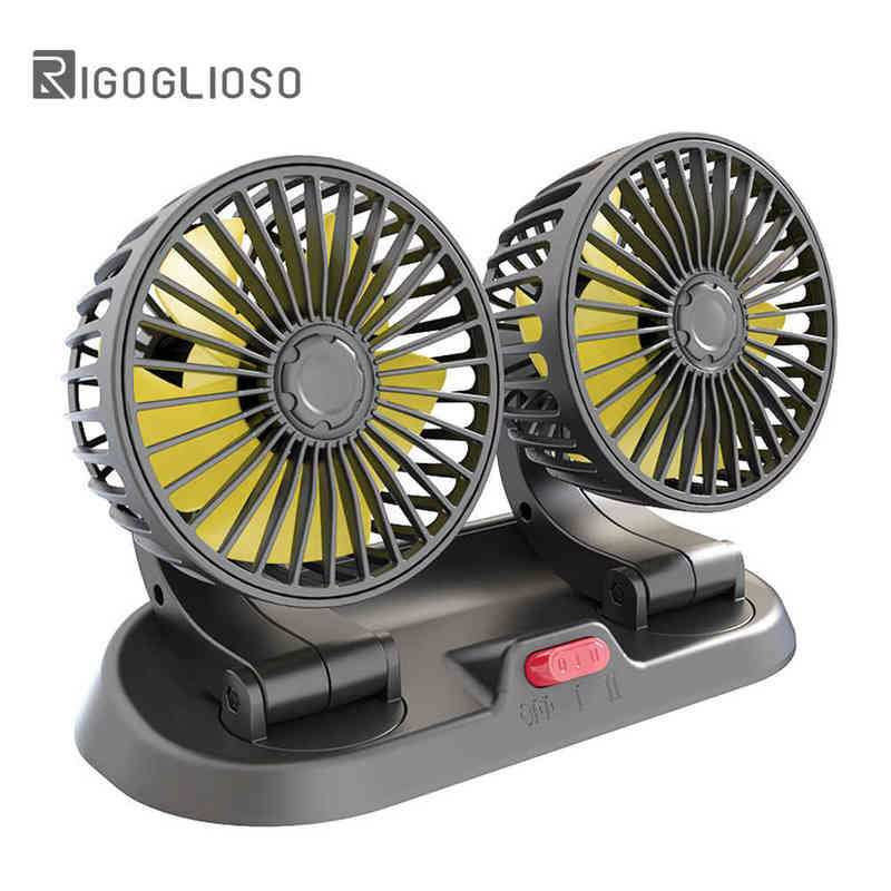 Electric Fans USB Car Double Head Cooling 12V for 5V Cooler Rechargeable Small 24V T220907-image-802571663
