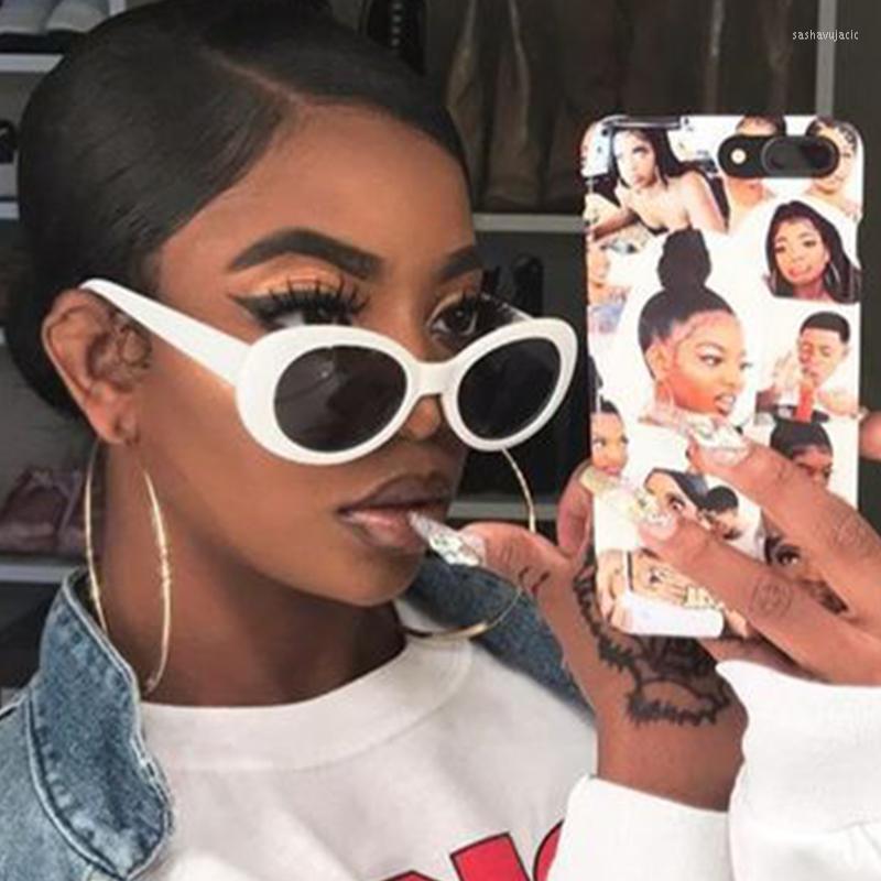 

Sunglasses Classic Oval White Women Men Designer Sun Glasses Small Frame Round Vintage Lunette Soleil