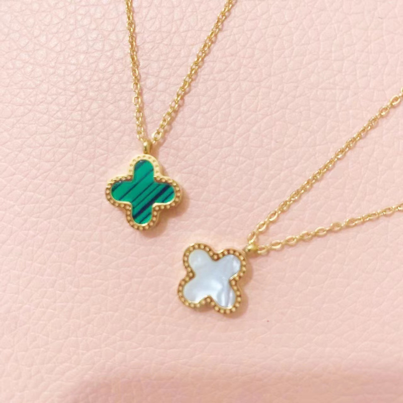 Classic 2 Side Clover Pendant Necklace Stainless Steel Jewelry for Gift-image-801811808