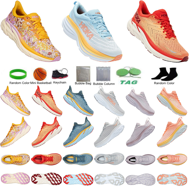 

Hoka One One M Bondi 8 Athletic Shoe Running Shoes Sneakers Shock Absorbing Road Fashion Mens Womens Top Designer Women Men W Clifton 8 With Box Size 36-45, Color 23