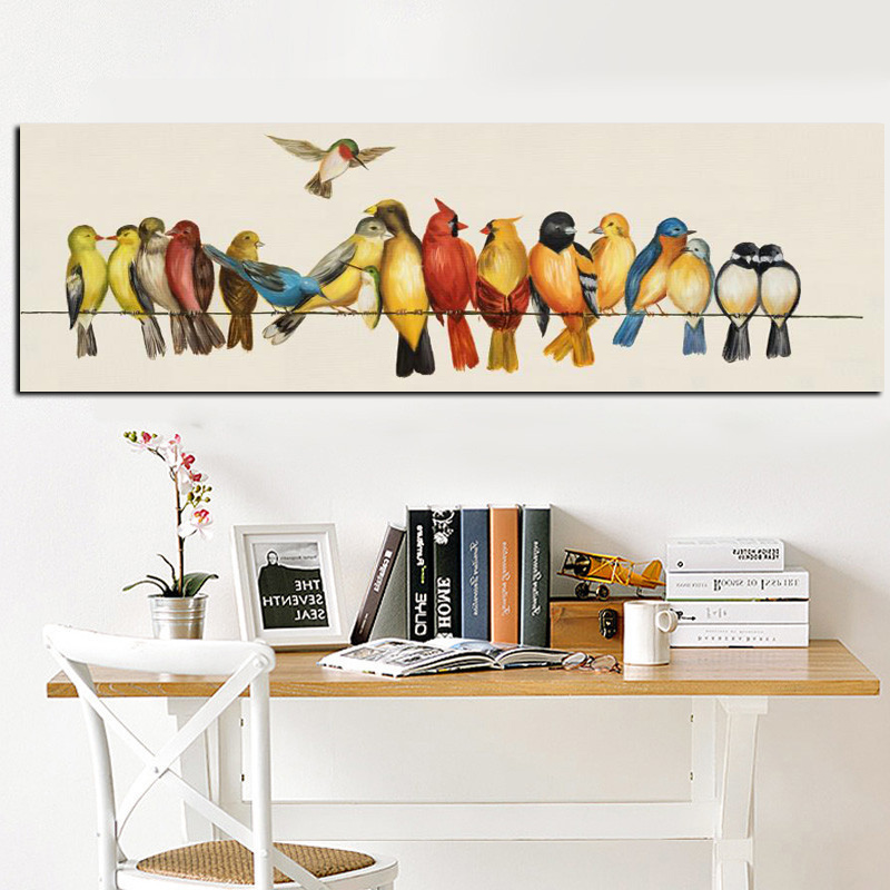 

Painting HD Print Horizontal Birds on the Lines Oil on Canvas Wall Pop Art Picture Poster for Bedroom Sofa Home Cuadros Decor